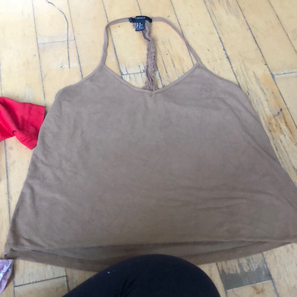 brown tank top